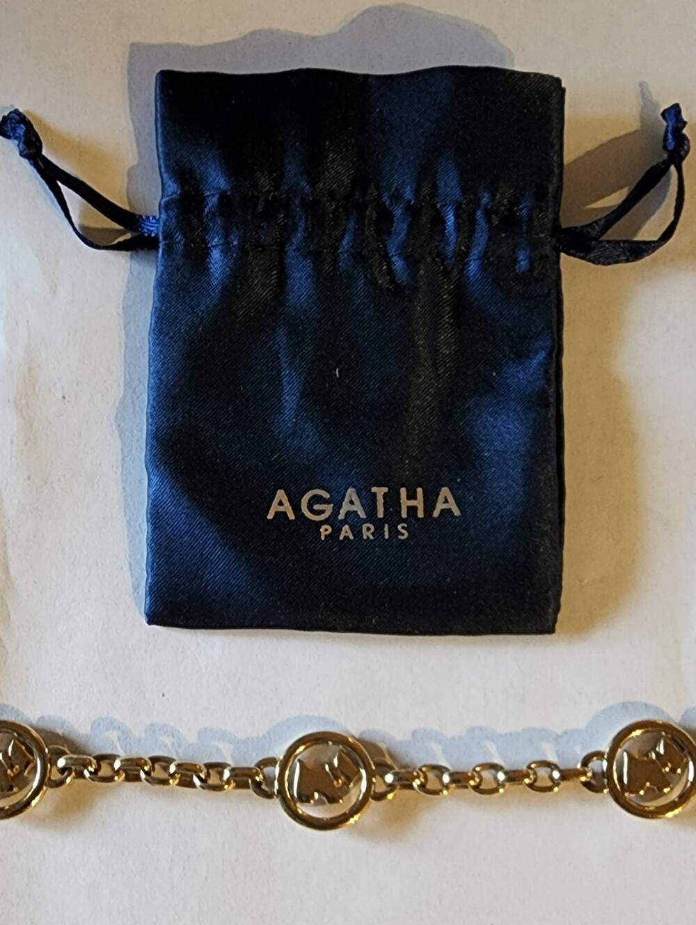 Agatha Paris Gold Link Bracelet with Logo Scottie Cut Out Medallion Links